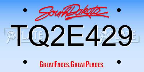 TQ2E429 South Dakota License Plate