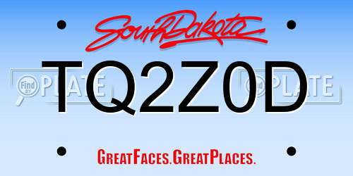 TQ2Z0D South Dakota License Plate