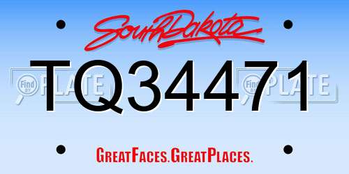 TQ34471 South Dakota License Plate