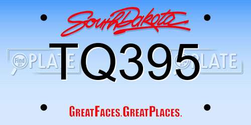 TQ395 South Dakota License Plate