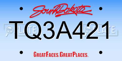 TQ3A421 South Dakota License Plate