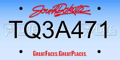 TQ3A471 South Dakota License Plate
