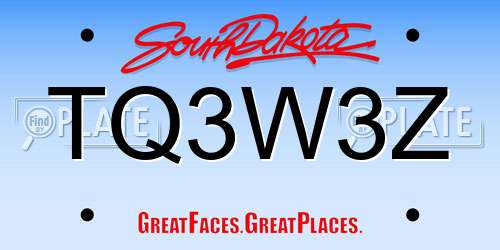 TQ3W3Z South Dakota License Plate