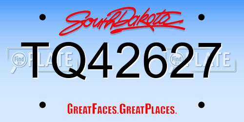 TQ42627 South Dakota License Plate
