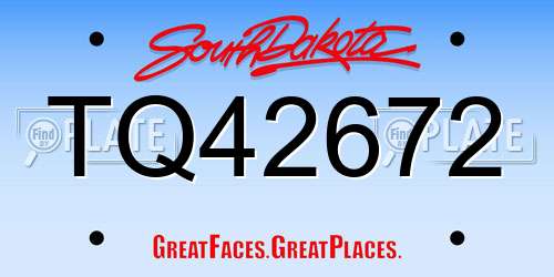 TQ42672 South Dakota License Plate