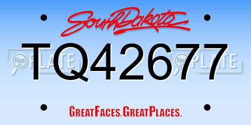 TQ42677 South Dakota License Plate