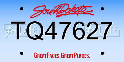 TQ47627 South Dakota License Plate