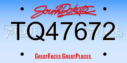 TQ47672 South Dakota License Plate