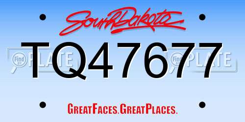 TQ47677 South Dakota License Plate