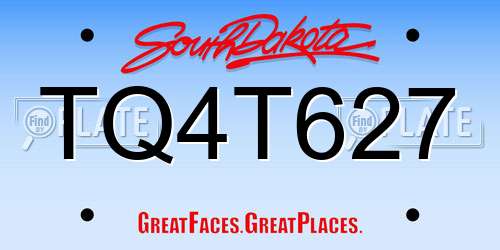 TQ4T627 South Dakota License Plate