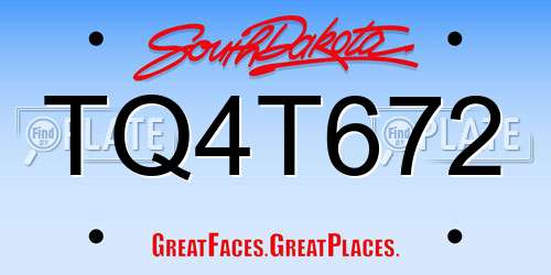 TQ4T672 South Dakota License Plate