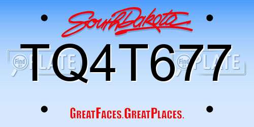 TQ4T677 South Dakota License Plate
