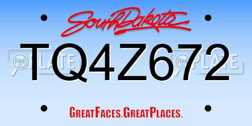 TQ4Z672 South Dakota License Plate
