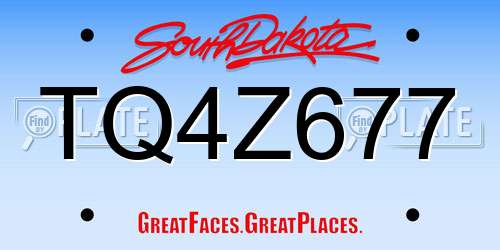 TQ4Z677 South Dakota License Plate