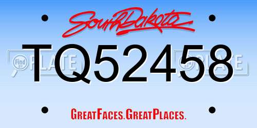 TQ52458 South Dakota License Plate