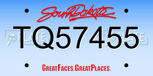TQ57455 South Dakota License Plate