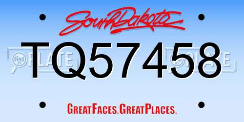 TQ57458 South Dakota License Plate