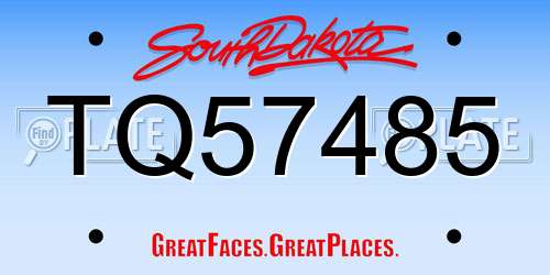 TQ57485 South Dakota License Plate