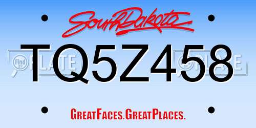 TQ5Z458 South Dakota License Plate