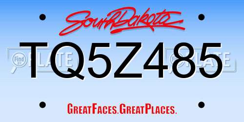 TQ5Z485 South Dakota License Plate