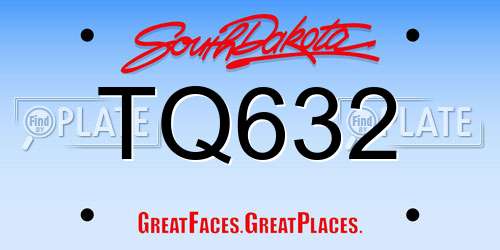 TQ632 South Dakota License Plate