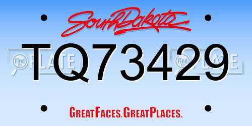 TQ73429 South Dakota License Plate