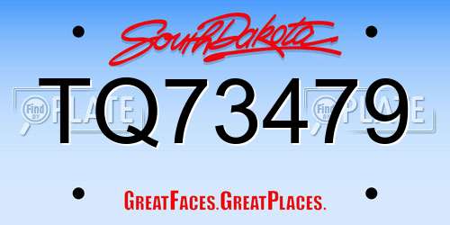 TQ73479 South Dakota License Plate