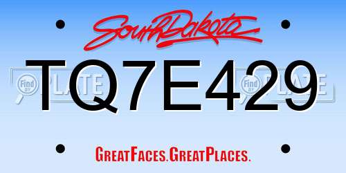 TQ7E429 South Dakota License Plate