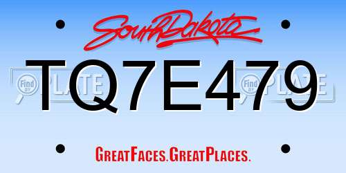 TQ7E479 South Dakota License Plate