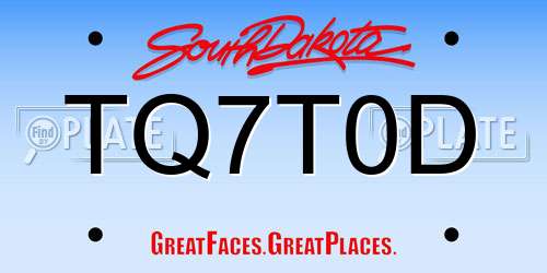 TQ7T0D South Dakota License Plate