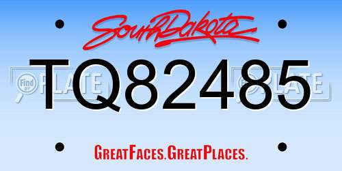 TQ82485 South Dakota License Plate