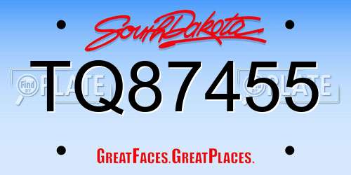 TQ87455 South Dakota License Plate
