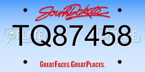 TQ87458 South Dakota License Plate
