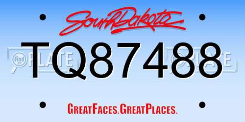 TQ87488 South Dakota License Plate