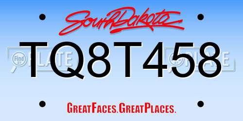 TQ8T458 South Dakota License Plate