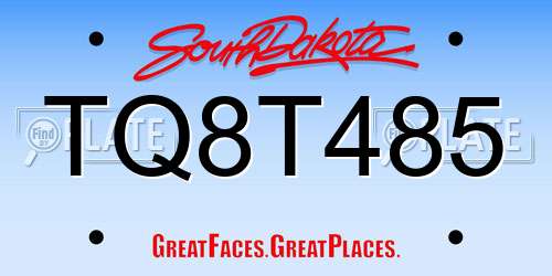 TQ8T485 South Dakota License Plate