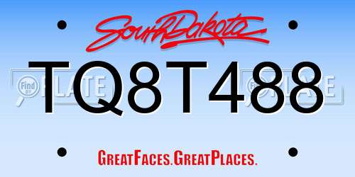 TQ8T488 South Dakota License Plate