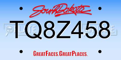 TQ8Z458 South Dakota License Plate