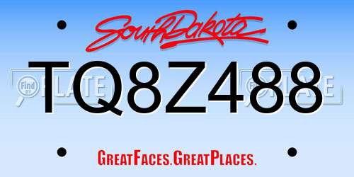 TQ8Z488 South Dakota License Plate