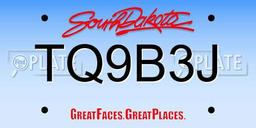 TQ9B3J South Dakota License Plate