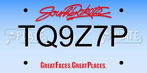 TQ9Z7P South Dakota License Plate