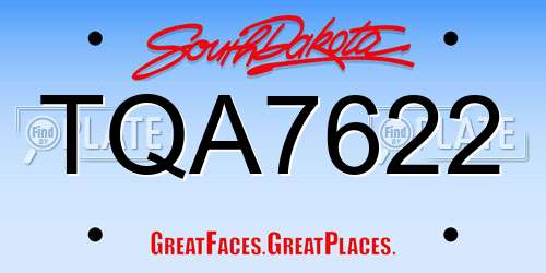 TQA7622 South Dakota License Plate