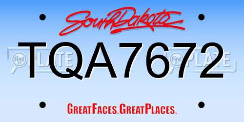 TQA7672 South Dakota License Plate