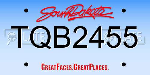 TQB2455 South Dakota License Plate