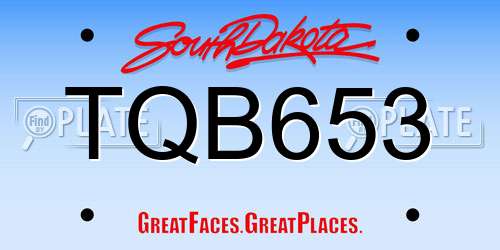 TQB653 South Dakota License Plate