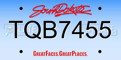 TQB7455 South Dakota License Plate