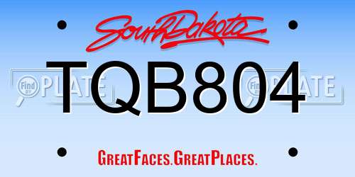 TQB804 South Dakota License Plate