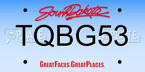 TQBG53 South Dakota License Plate
