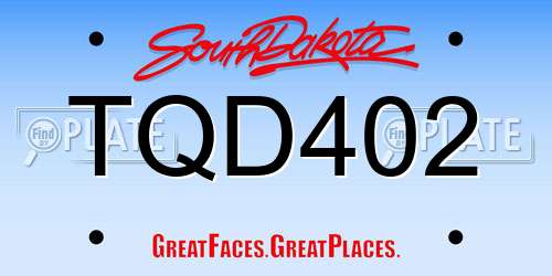 TQD402 South Dakota License Plate