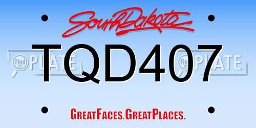 TQD407 South Dakota License Plate